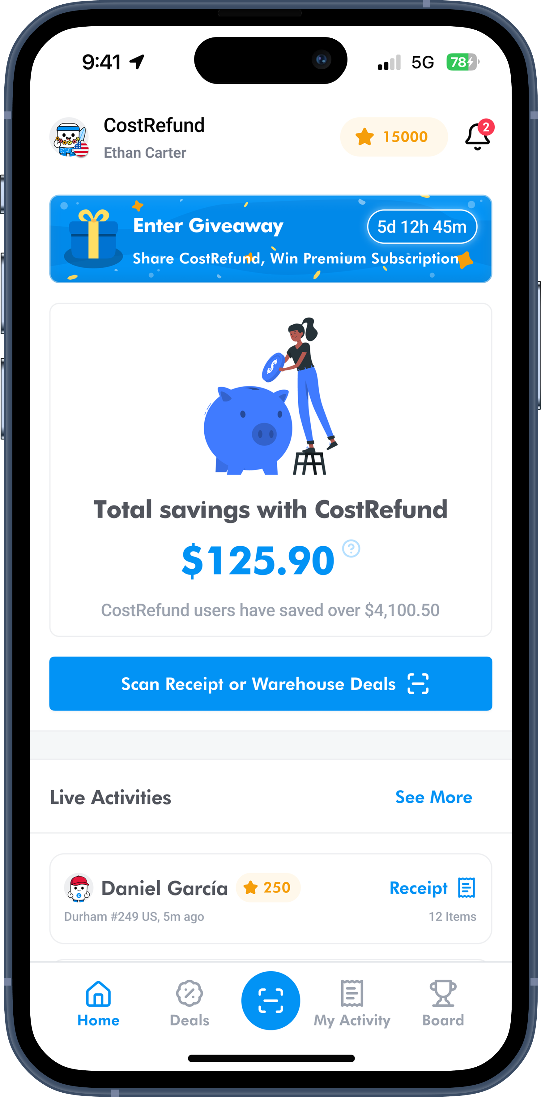 CostRefund mobile app interface